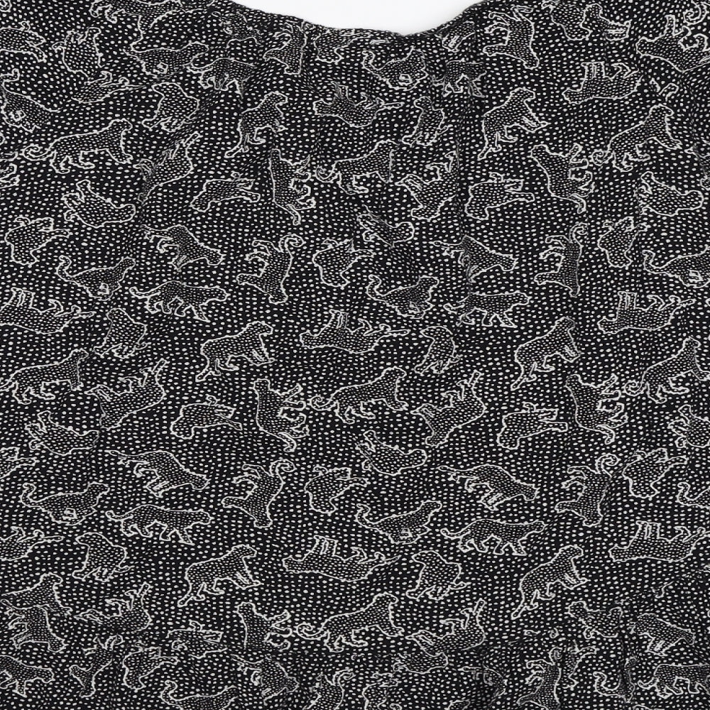 F&F Girls Black Animal Print  Basic Blouse Size 12-13 Years