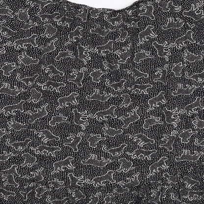 F&F Girls Black Animal Print  Basic Blouse Size 12-13 Years