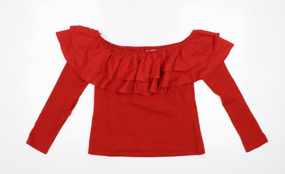 Womens UK Size M H&M Red Basic Blouse