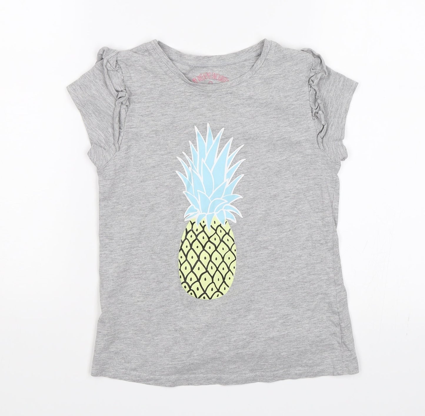 Matalan Girls Grey   Basic T-Shirt Size 9 Years  - Pineapple
