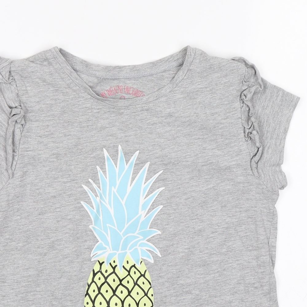 Matalan Girls Grey   Basic T-Shirt Size 9 Years  - Pineapple