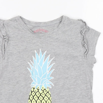 Matalan Girls Grey   Basic T-Shirt Size 9 Years  - Pineapple
