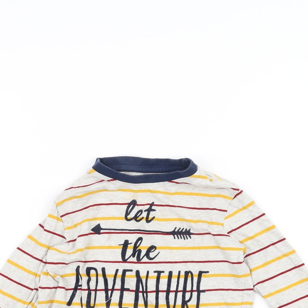 F&F Girls Grey Striped  Basic T-Shirt Size 3-4 Years