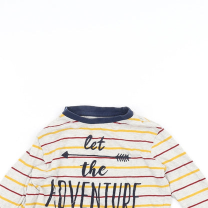 F&F Girls Grey Striped  Basic T-Shirt Size 3-4 Years