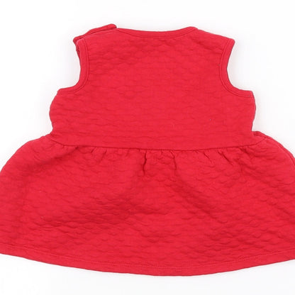 Brand and care label for Nutmeg Baby Red A-Line, size 3-6, Months