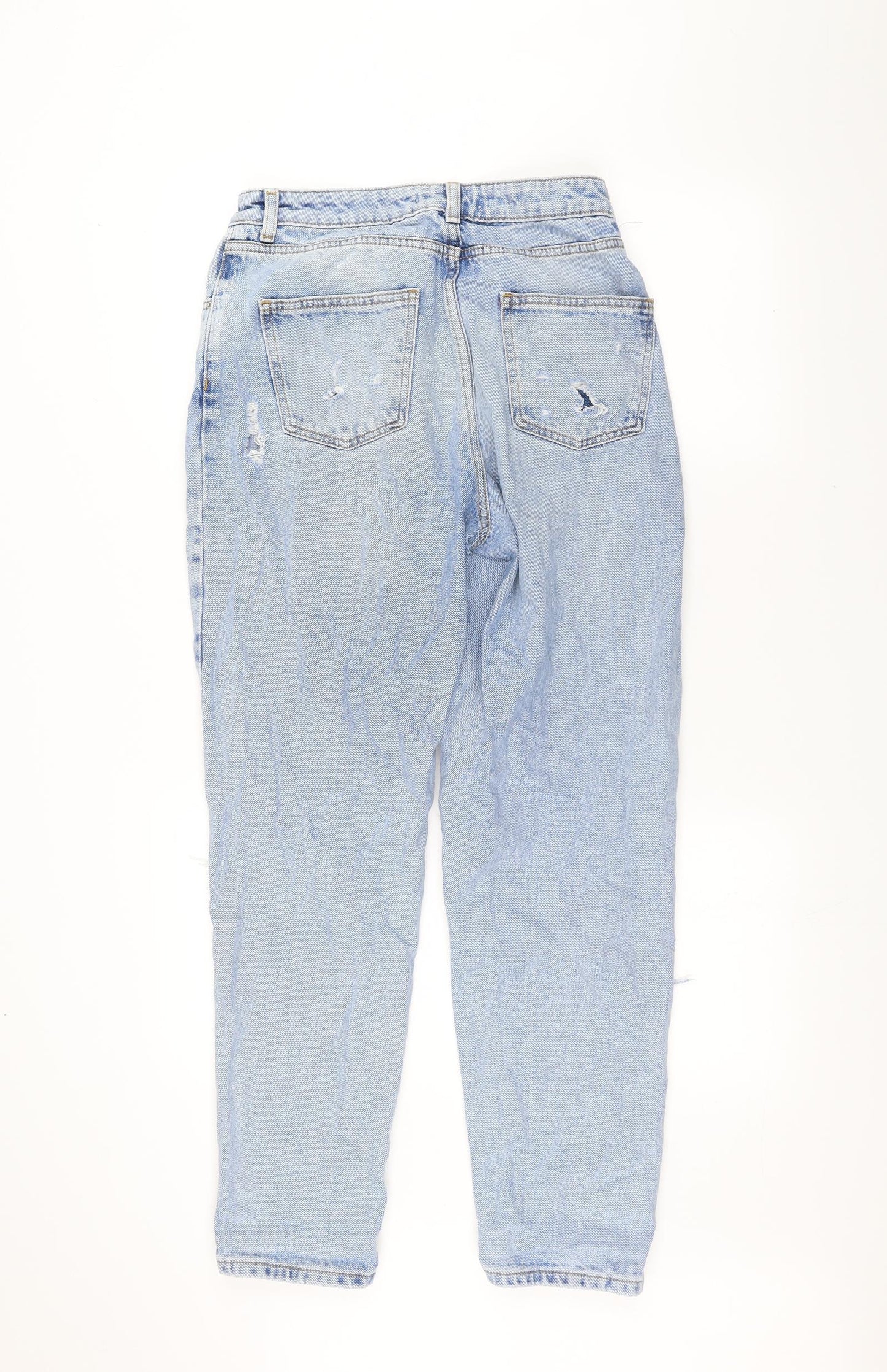 Denim & Co. Womens Blue  Denim Straight Jeans Size 10 L27 in - ripped details