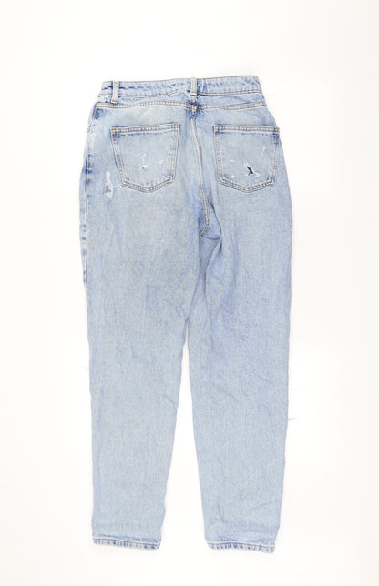 Denim & Co. Womens Blue  Denim Straight Jeans Size 10 L27 in - ripped details