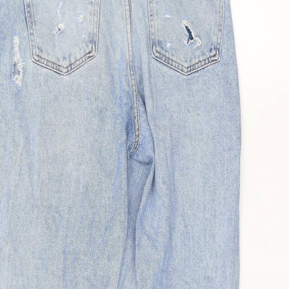 Denim & Co. Womens Blue  Denim Straight Jeans Size 10 L27 in - ripped details