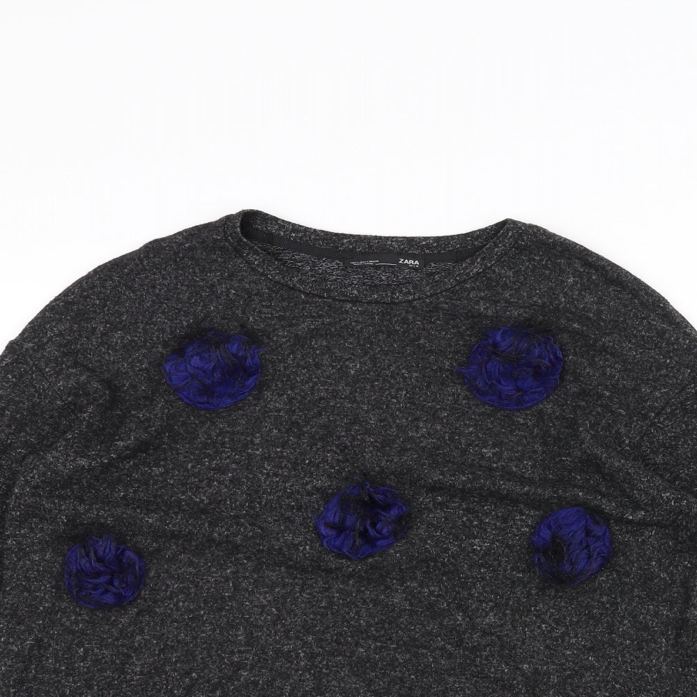 Womens UK Size S Zara Black Basic T-Shirt