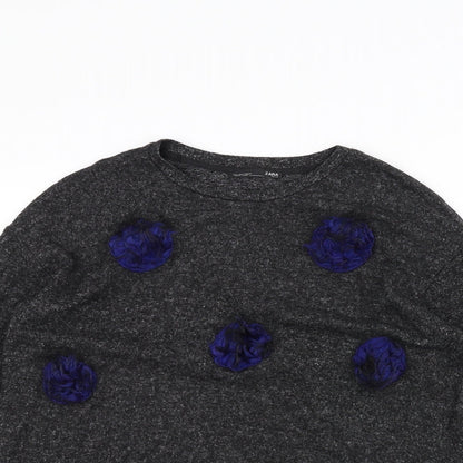 Womens UK Size S Zara Black Basic T-Shirt