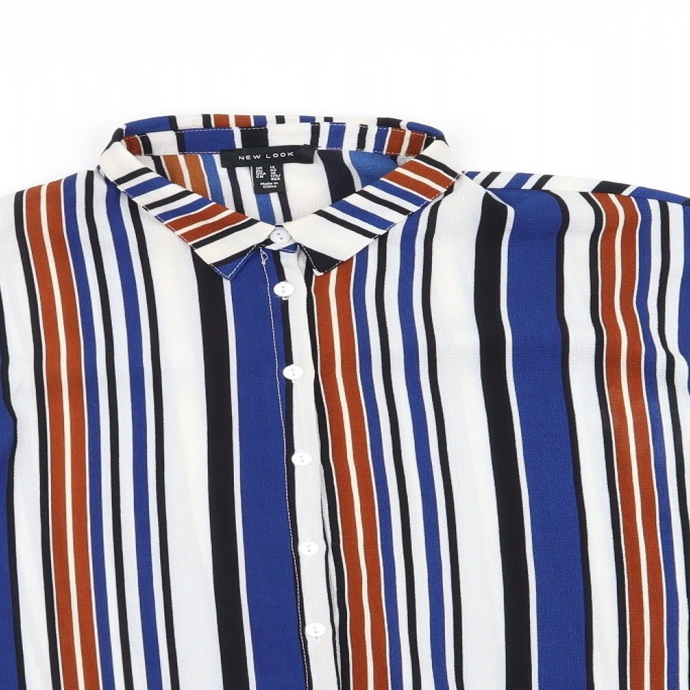 Womens UK Size 14 New Look Blue Basic Button-Up