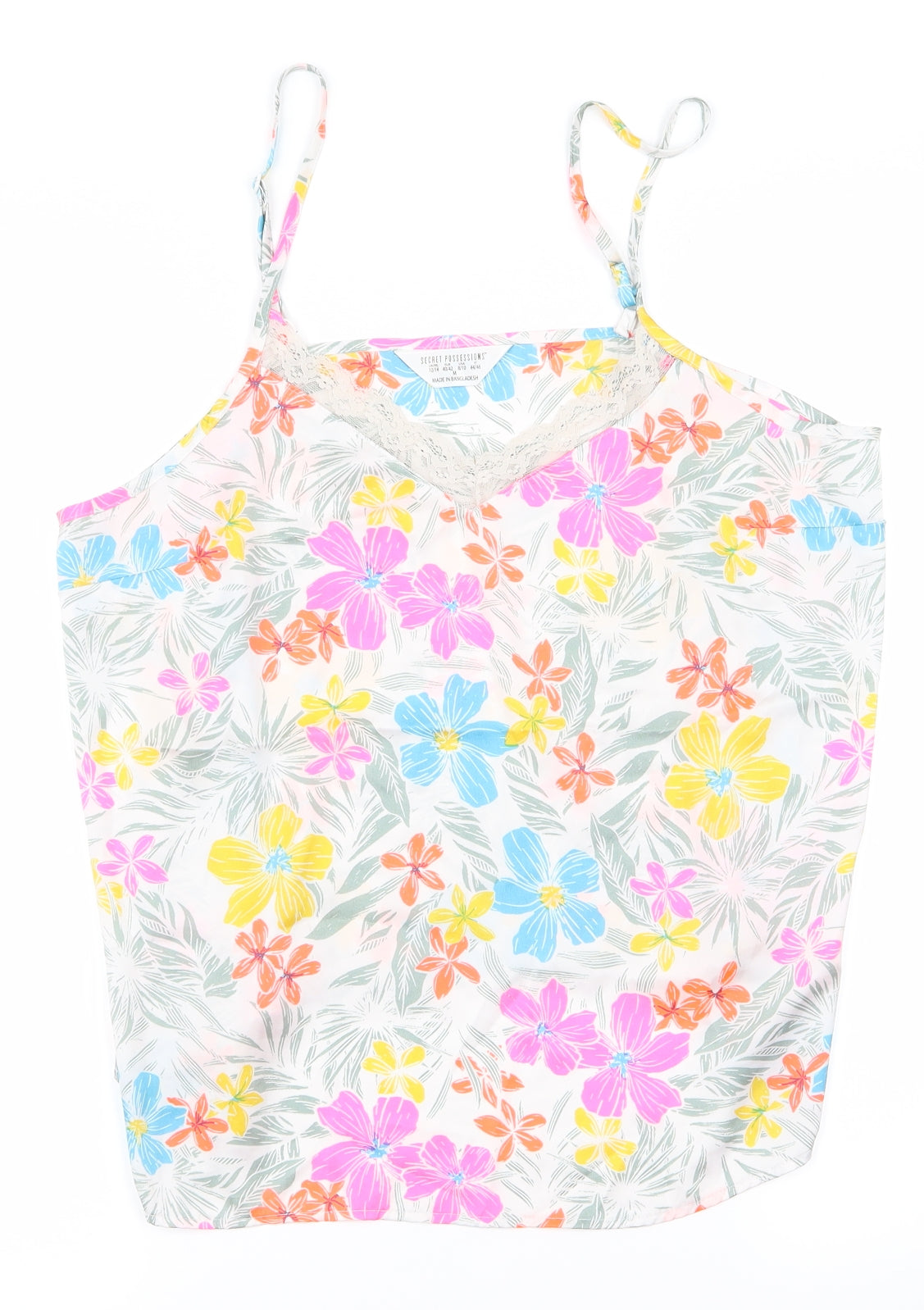 Secret Possesions Womens White Floral  Top Pyjama Top Size 12