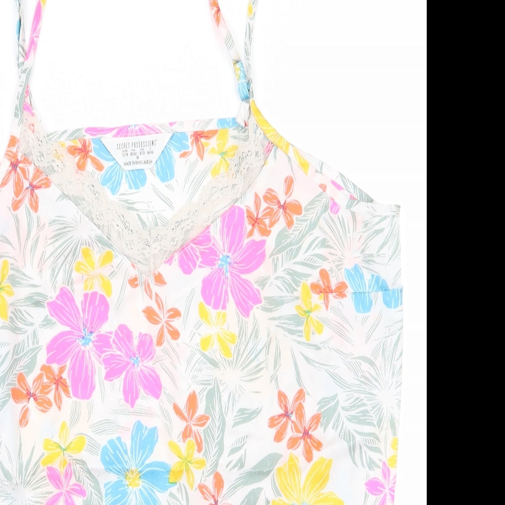 Secret Possesions Womens White Floral  Top Pyjama Top Size 12