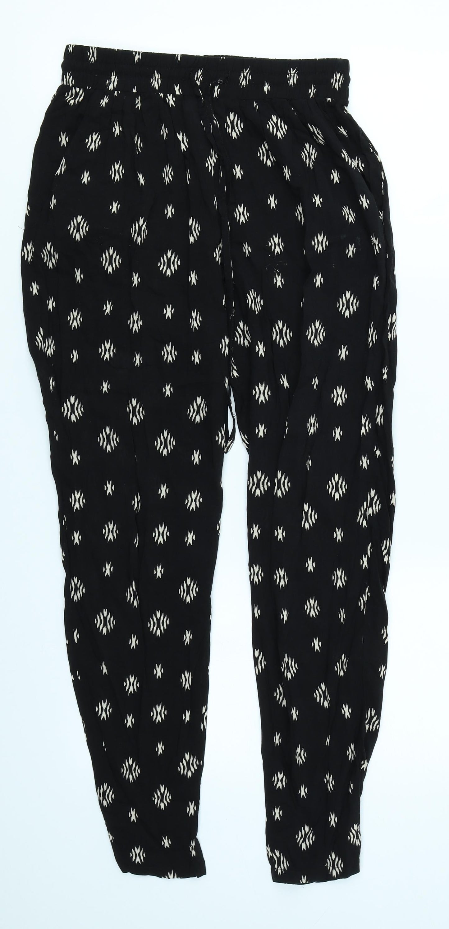 New Look Womens Black Argyle/Diamond  Trousers  Size 8 L26 in