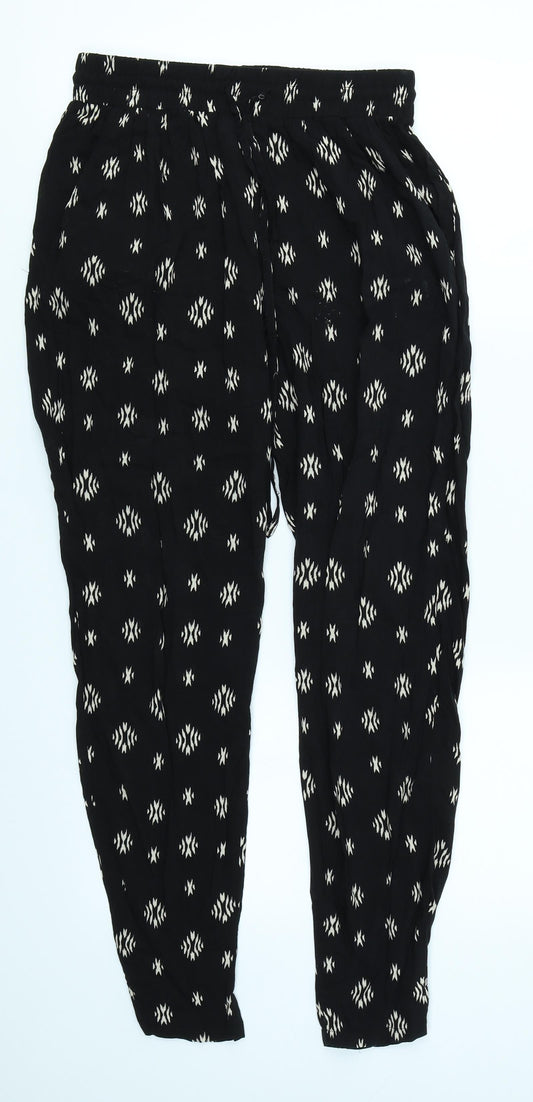 New Look Womens Black Argyle/Diamond  Trousers  Size 8 L26 in