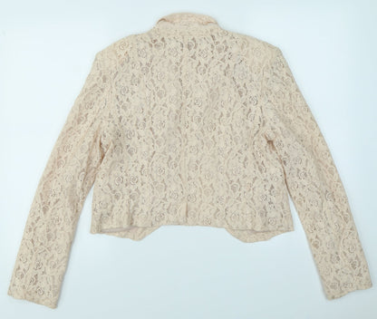 Divided Womens Pink Floral Lace Jacket Blazer Size 12