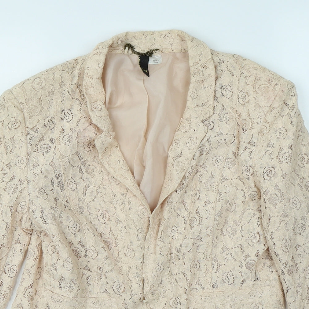 Divided Womens Pink Floral Lace Jacket Blazer Size 12