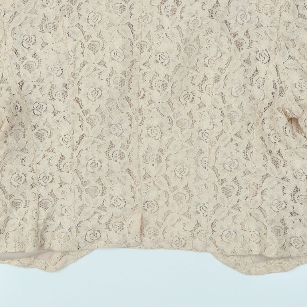 Divided Womens Pink Floral Lace Jacket Blazer Size 12