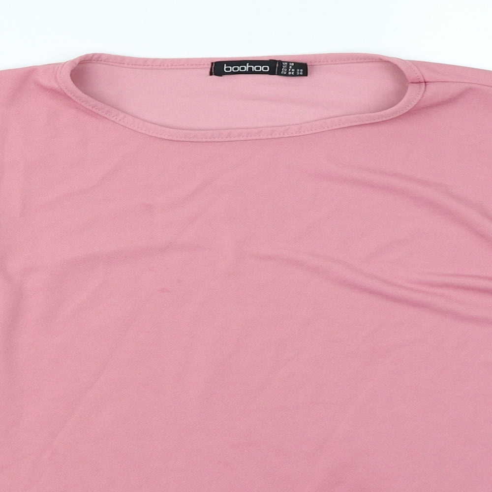 Boohoo Womens Pink   Basic T-Shirt Size 10  - Cold Shoulder