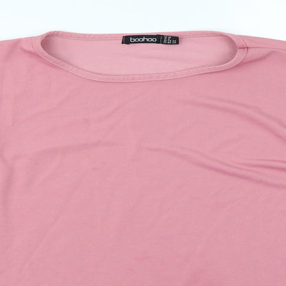Boohoo Womens Pink   Basic T-Shirt Size 10  - Cold Shoulder