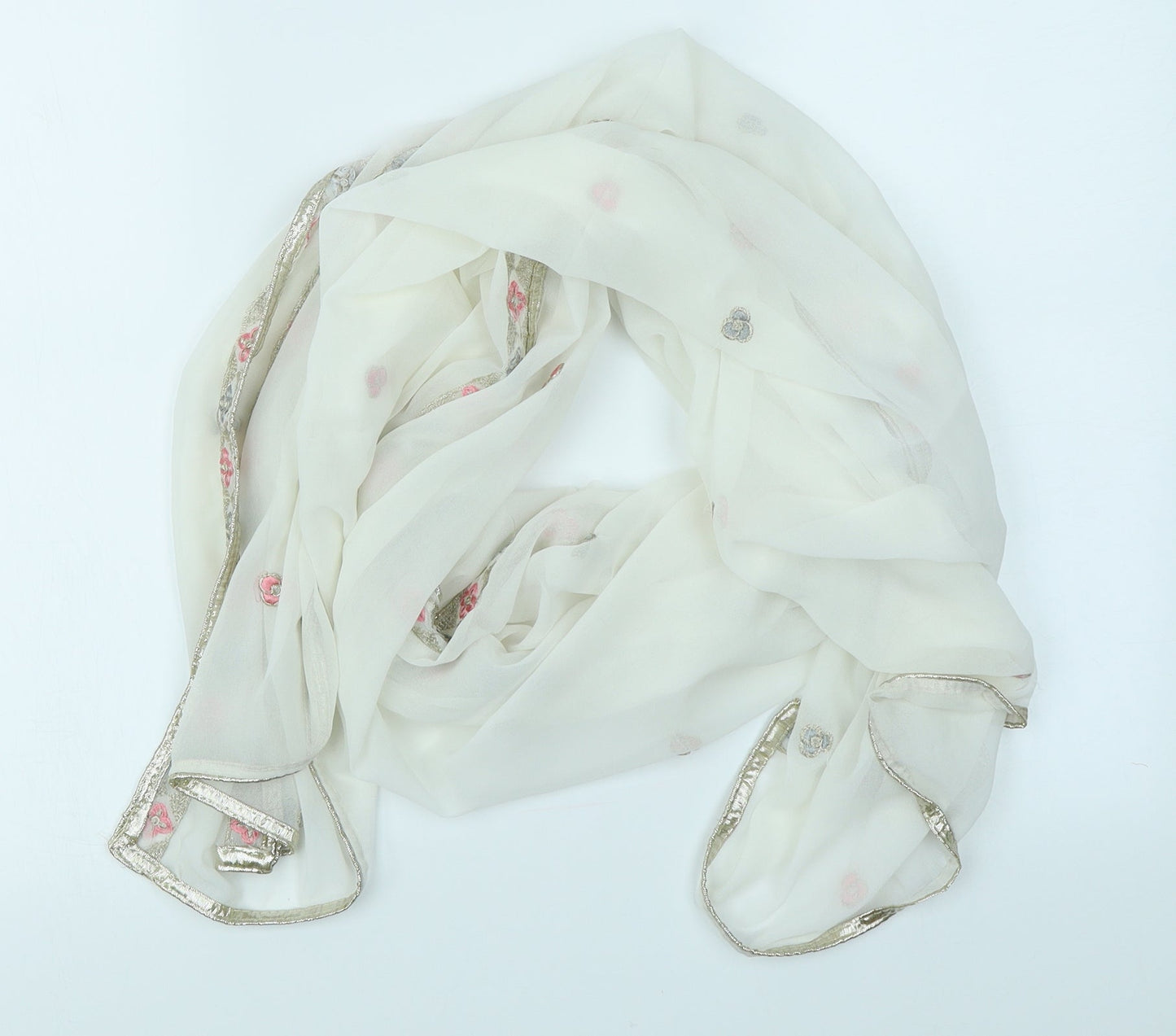 Preworn Womens White Floral   Scarf