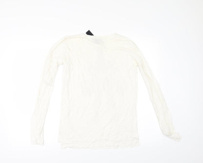 Womens UK Size 6 Preworn Ivory Basic T-Shirt