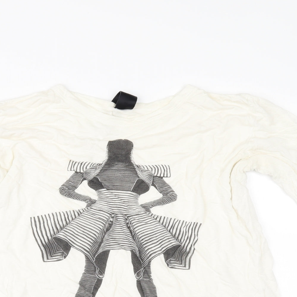 Womens UK Size 6 Preworn Ivory Basic T-Shirt
