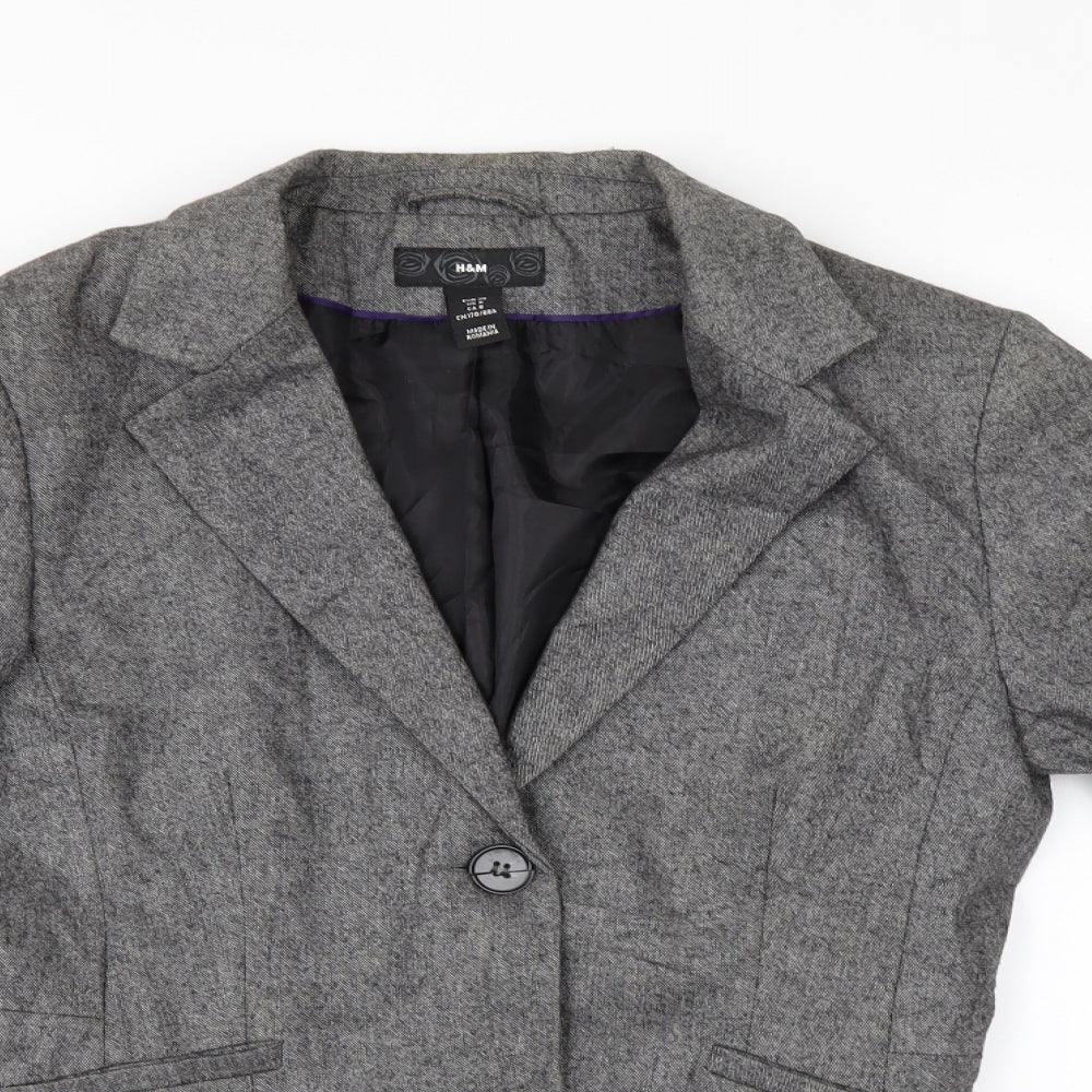 H&M Womens Grey   Jacket Suit Jacket Size 10