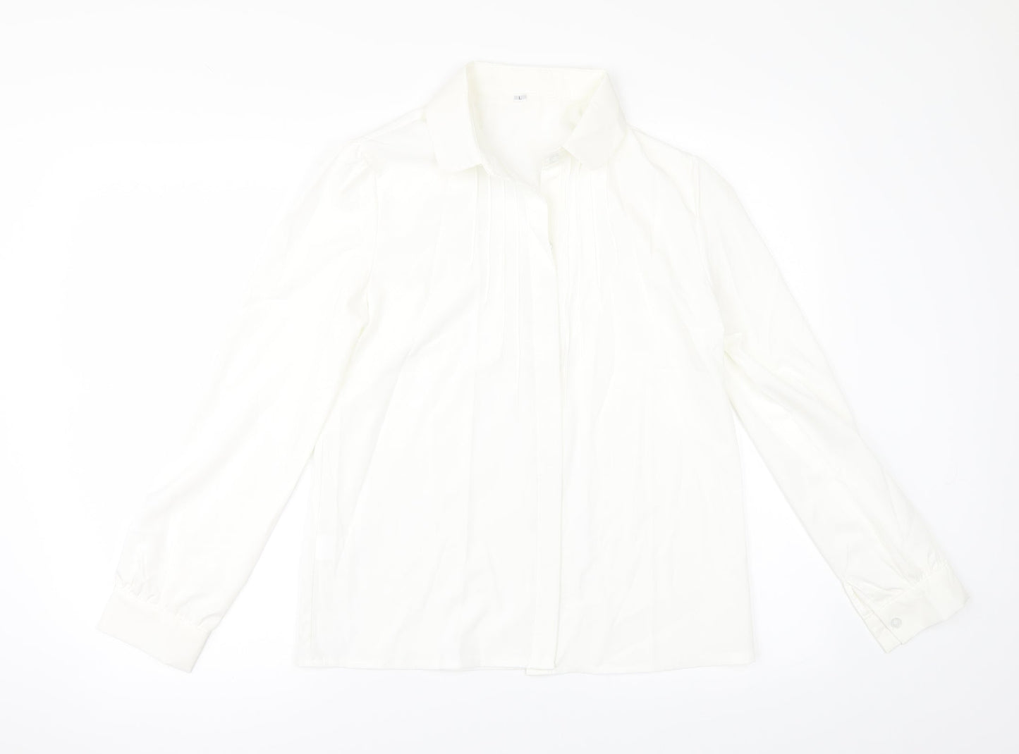 Womens UK Size L Preworn Ivory Tunic Button-Up