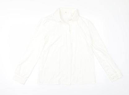 Womens UK Size L Preworn Ivory Tunic Button-Up