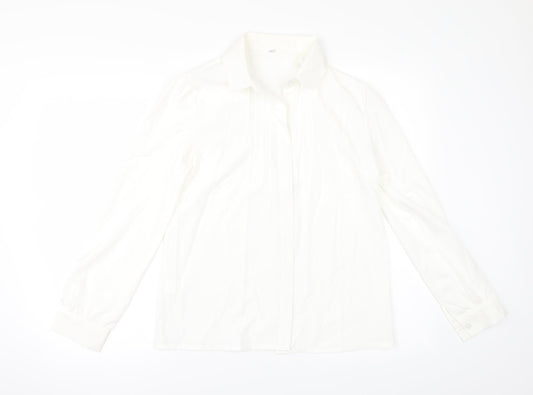 Womens UK Size L Preworn Ivory Tunic Button-Up