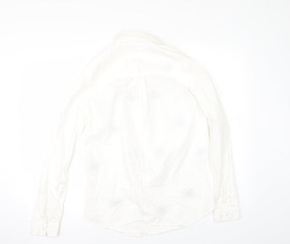 Womens UK Size L Preworn Ivory Tunic Button-Up