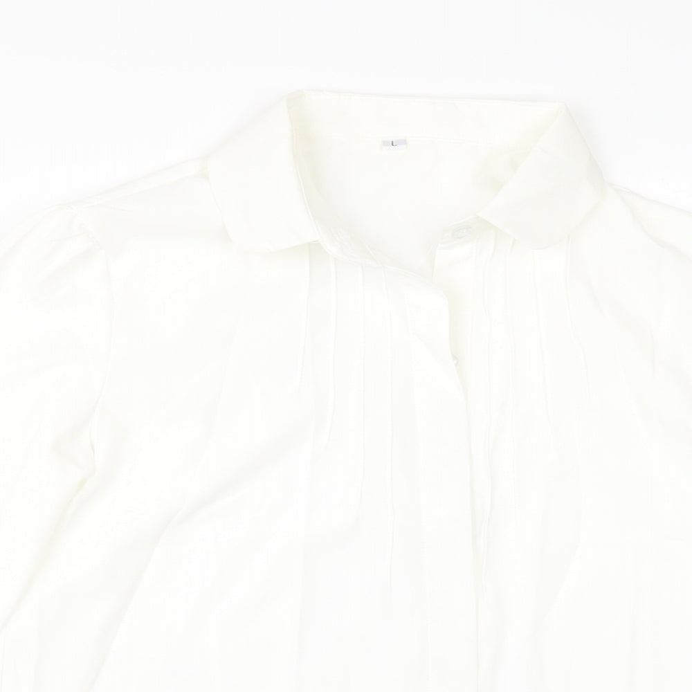 Womens UK Size L Preworn Ivory Tunic Button-Up