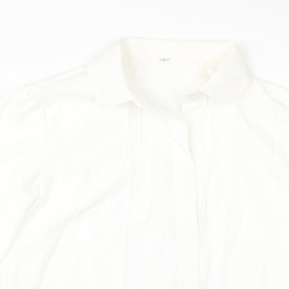 Womens UK Size L Preworn Ivory Tunic Button-Up