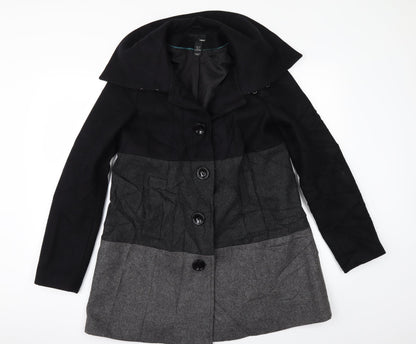 Womens UK Size 8 H&M Black Pea Coat