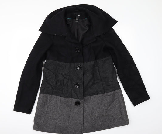 Womens UK Size 8 H&M Black Pea Coat