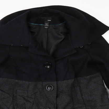 Womens UK Size 8 H&M Black Pea Coat