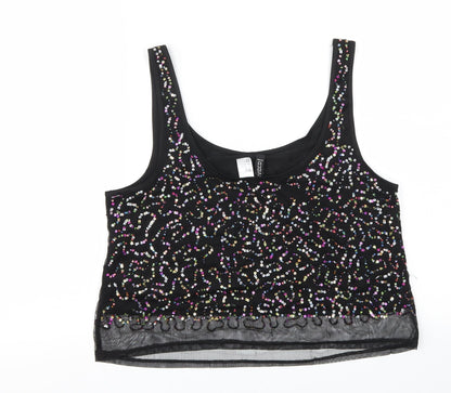 Womens UK Size 10 H&M Black Basic T-Shirt