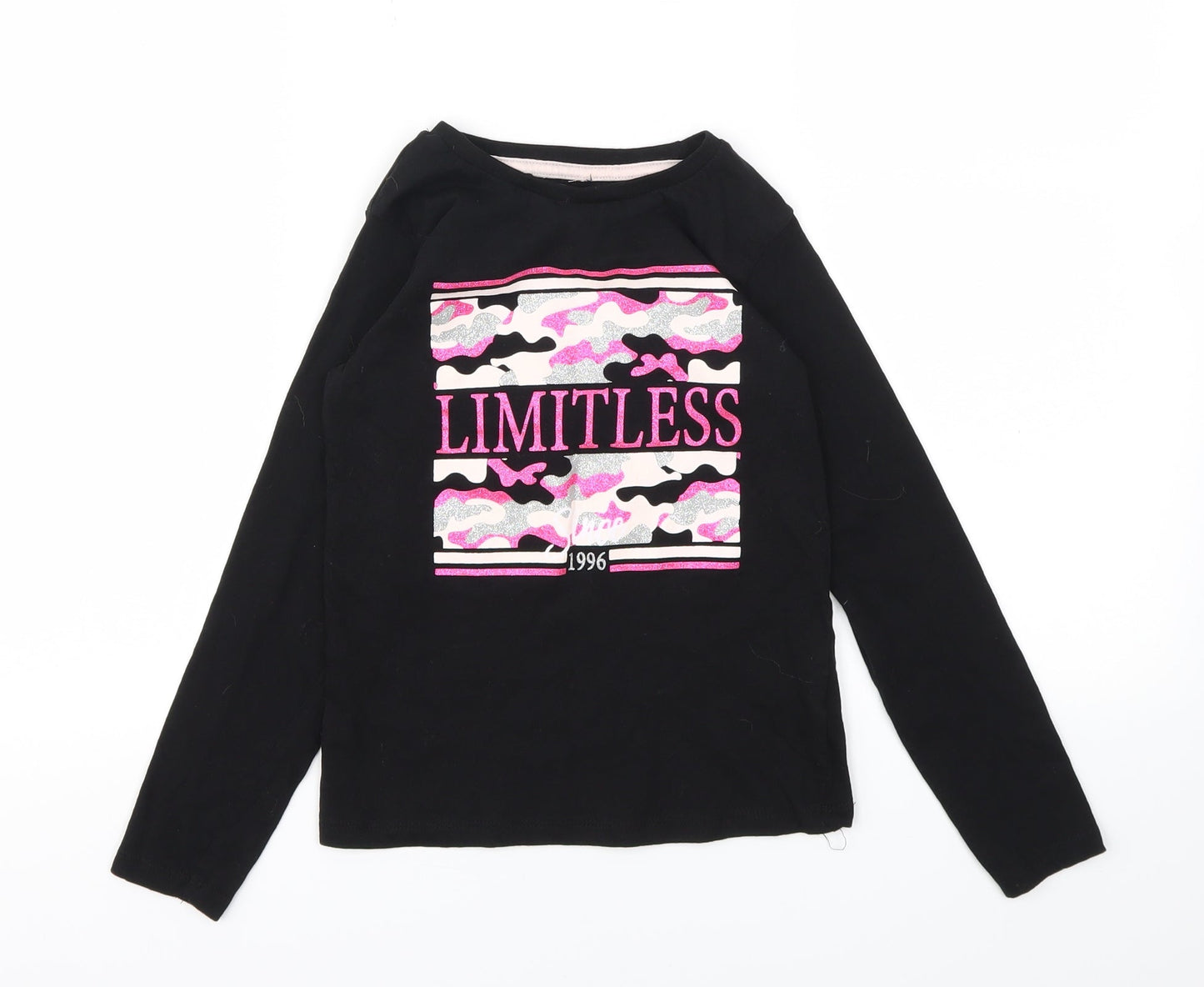 PEP&CO Girls Black   Basic T-Shirt Size 6-7 Years