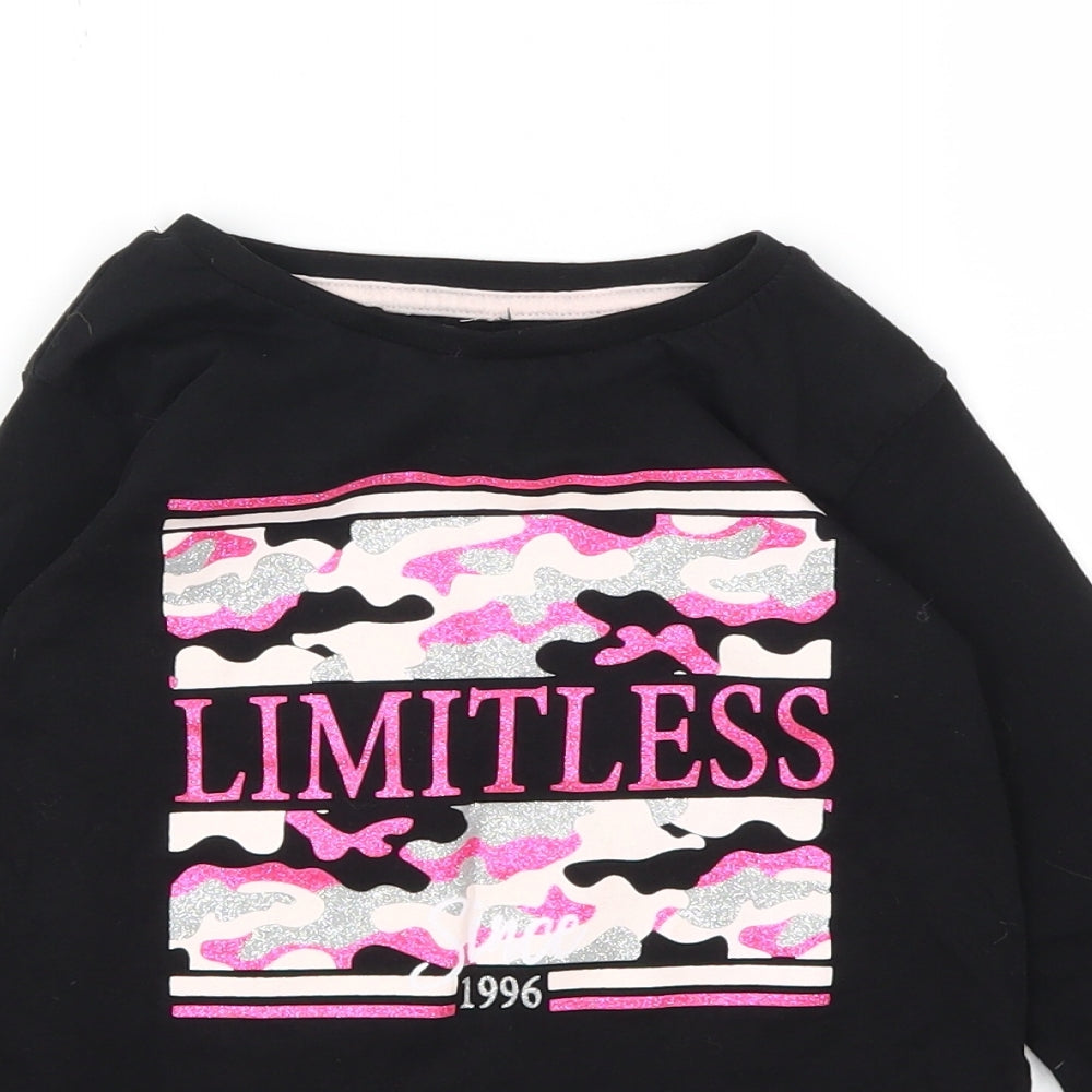 PEP&CO Girls Black   Basic T-Shirt Size 6-7 Years