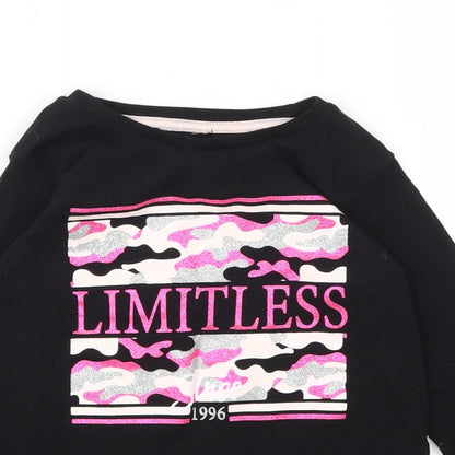 PEP&CO Girls Black   Basic T-Shirt Size 6-7 Years
