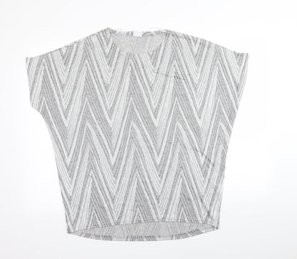 Womens UK Size M MITZY Silver Basic T-Shirt