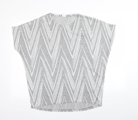 Womens UK Size M MITZY Silver Basic T-Shirt