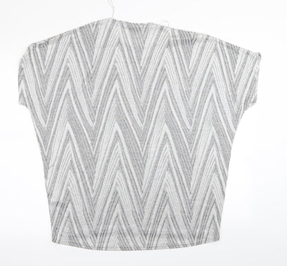 Womens UK Size M MITZY Silver Basic T-Shirt