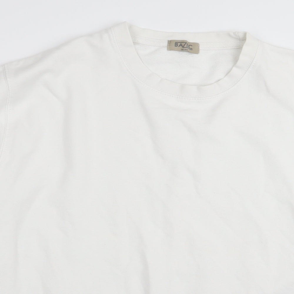 Baziic Womens White   Pullover Jumper One Size