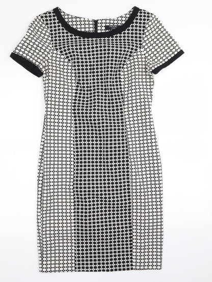 Asda George Womens Black Geometric  A-Line  Size 10