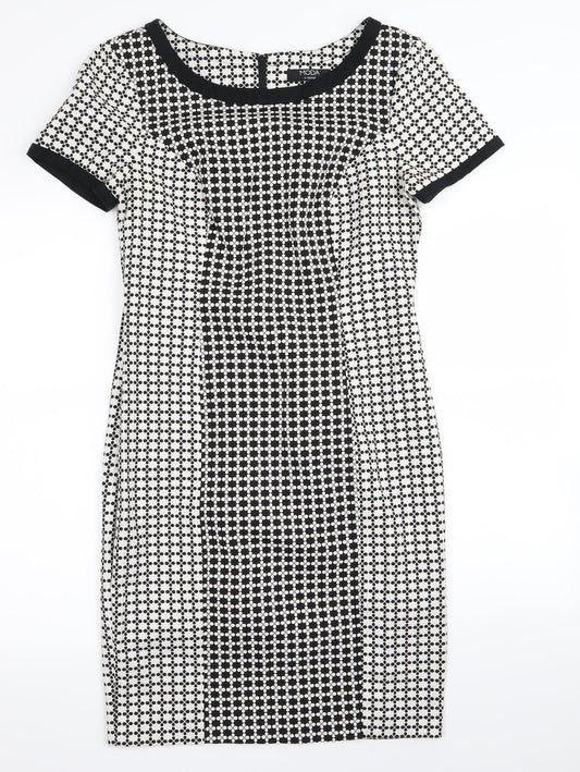 Asda George Womens Black Geometric  A-Line  Size 10