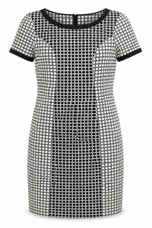 Front view of Asda George women’s black geometric a-line, size UK 10