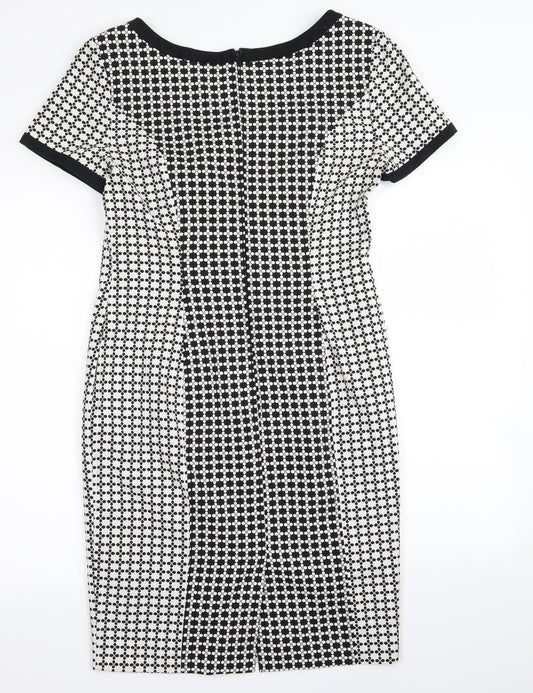 Asda George Womens Black Geometric  A-Line  Size 10