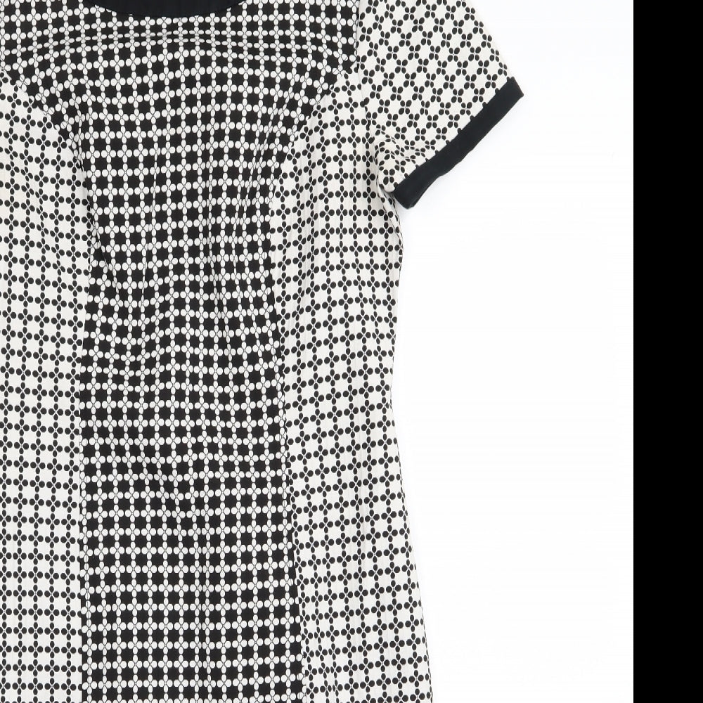 Asda George Womens Black Geometric  A-Line  Size 10